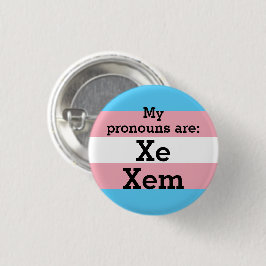 Bóton Redondo 2.54cm Meus pronomes são: Xe Xem - Bandeira Trans