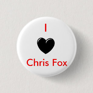 Bóton Redondo 2.54cm Mim botão do Fox de Chris do coração [branco;