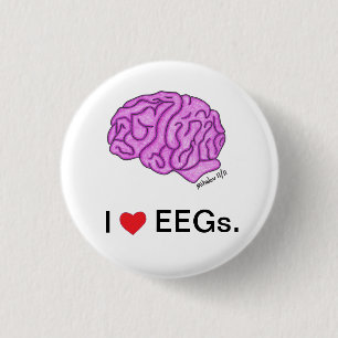 Bóton Redondo 2.54cm "Mim [coração] botão de EEGs"