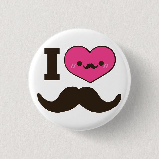 Bóton Redondo 2.54cm Mim Moustaches do coração (Frente)