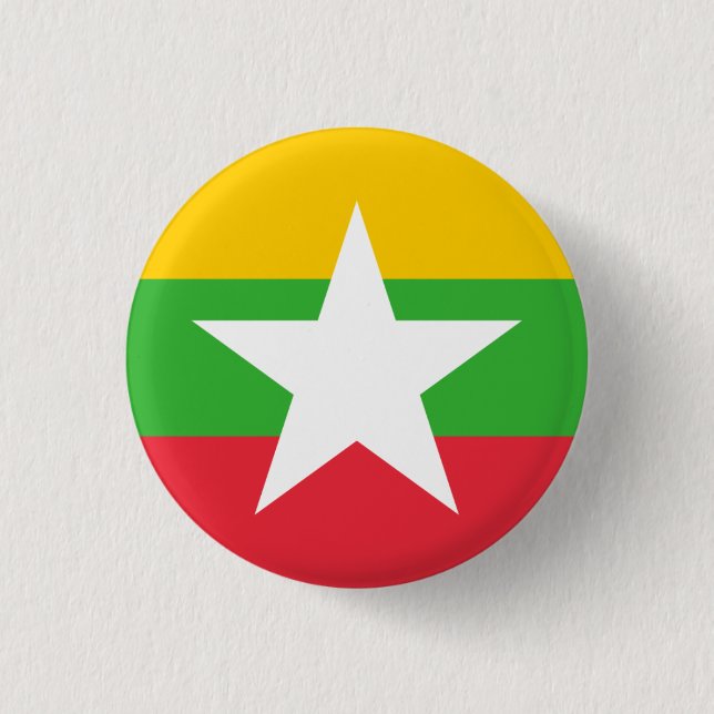 Bóton Redondo 2.54cm Mina / Bandeira birmanesa, Bandeira de Myanmar / B (Frente)