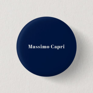 Bóton Redondo 2.54cm Minimalista Azul Escuro Elegante Nome Próprio Text