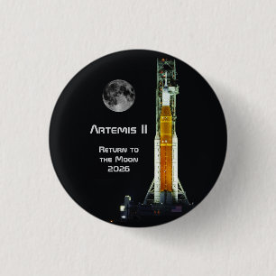 Bóton Redondo 2.54cm Missão Artemis II na Lua