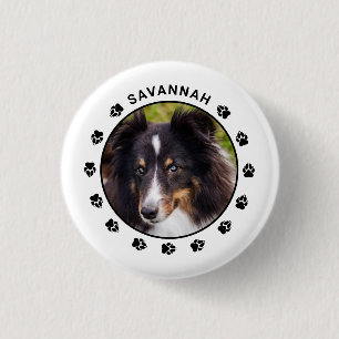 Bóton Redondo 2.54cm Modelo de foto de cachorro personalizado com patas