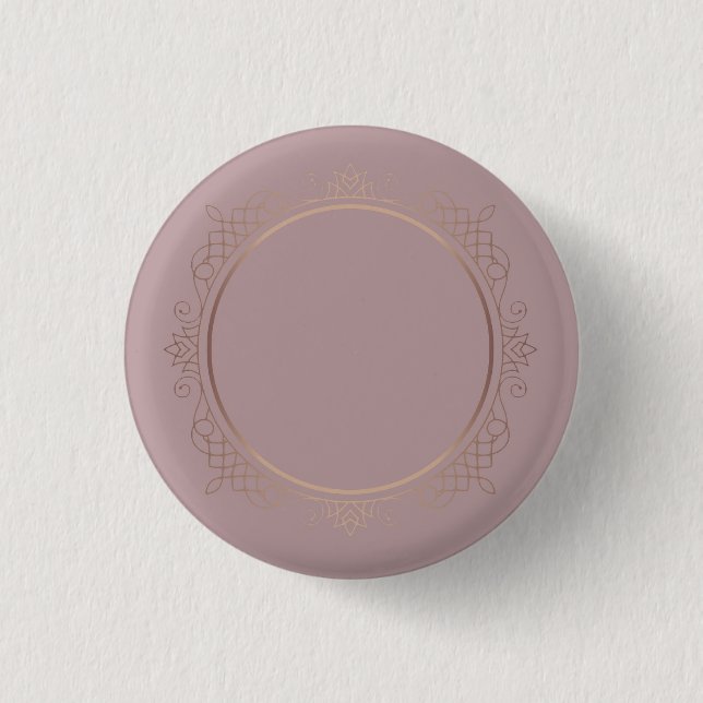 Bóton Redondo 2.54cm Modelo Dourado Rosa Elegante (Frente)