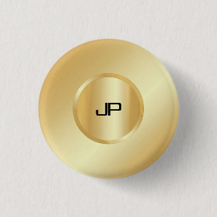Bóton Redondo 2.54cm Modelo Personalizado Elegante Dourado com Faux Mon
