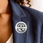 Bóton Redondo 2.54cm Modern Black Floral Wreath Split Monogram "Q Round<br><div class="desc">This refined floral split monogram wreath design features a delicate botanical arrangement forming a graceful circular frame around a customizable monogram "Q". The balanced composition highlights elegant leaves and floral accents that create a timeless and sophisticated look. This round button is perfect for personalized gifts, and accessories, this design blends...</div>