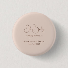 Bóton Redondo 2.54cm Modern Minimalist Baby Shower | Powder Blush