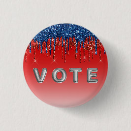 Bóton Redondo 2.54cm Modern Patriotic Glitter Drip  Vote