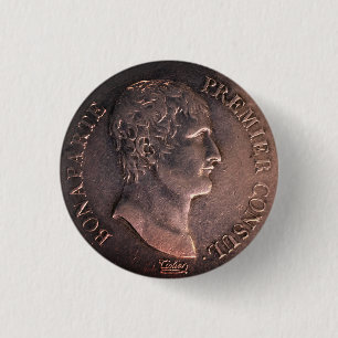 Bóton Redondo 2.54cm Moeda de prata Napoleão Bonaparte 1802