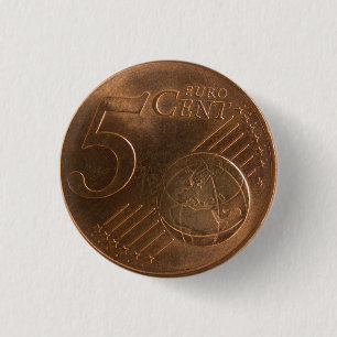 Bóton Redondo 2.54cm Moeda Moeda Moeda Euro 5 Centavos
