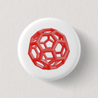 Bóton Redondo 2.54cm Molécula de Buckminsterfullerene (vermelha)
