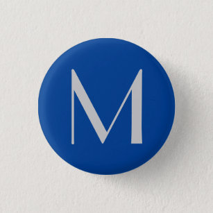 Bóton Redondo 2.54cm Monogram Blue Modern Add Your Name Initial