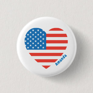 Bóton Redondo 2.54cm Monograma Bandeira Americana EUA 4 de Julho Person
