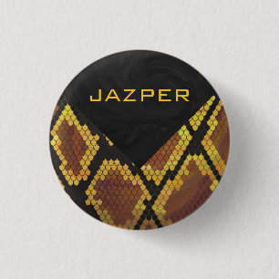 Bóton Redondo 2.54cm Monograma Cobra castanho e Impressão Dourado