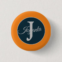 Monograma laranja cinza azul personalizado Elegant