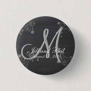 Bóton Redondo 2.54cm Monograma Russo de Chalkboard 3d