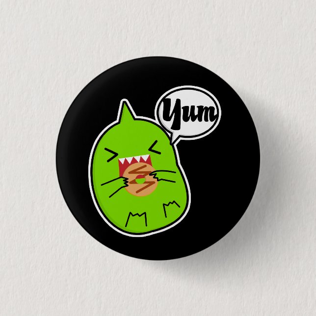 Bóton Redondo 2.54cm Monstro verde com botão do biscoito (Frente)