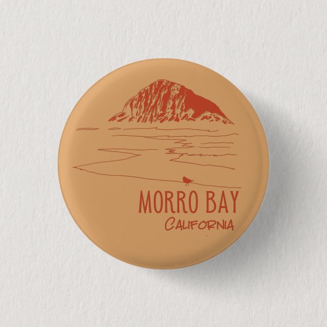 Bóton Redondo 2.54cm Morro Bay Califórnia Rocha Morro (Frente)