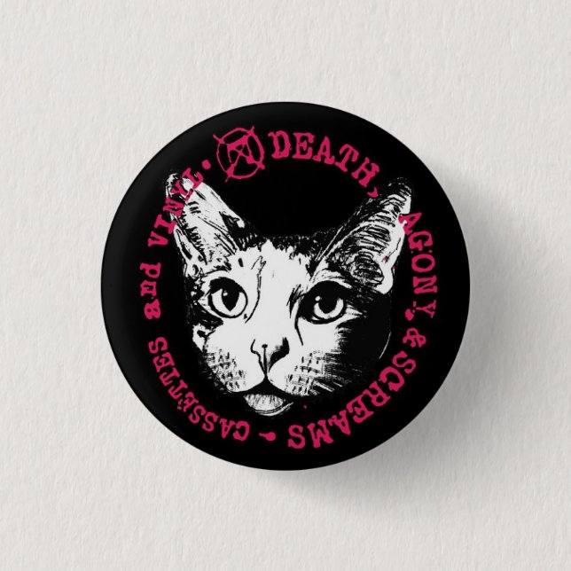 Bóton Redondo 2.54cm Morte, Agonia e Gritares Cassetes e Vinil (Frente)