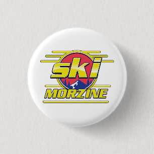 Bóton Redondo 2.54cm Morzine França Esqui Logotipo 80s