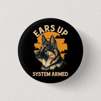 Bóton Redondo 2.54cm Mostra o German shepherd do sobrevoo do Cão Armado