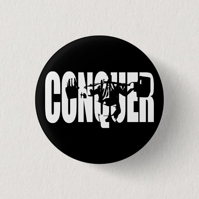 Bóton Redondo 2.54cm Motivação de Construção de Corpo - CONQUER (Frente)