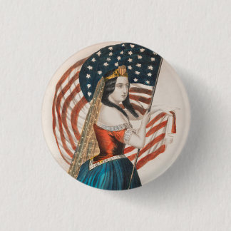 Bóton Redondo 2.54cm Mulher Patriota Americana | Bandeira Americana | 2