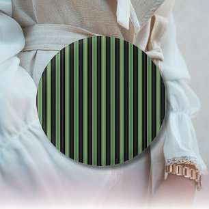 Bóton Redondo 2.54cm Na moda Vintage Olive Sage Green Black 3D Striped