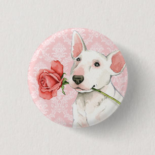 Bóton Redondo 2.54cm Namorados bull terrier cor-de-rosa