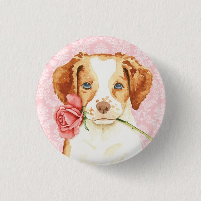 Bóton Redondo 2.54cm Namorados Rosa Brittany (Frente)