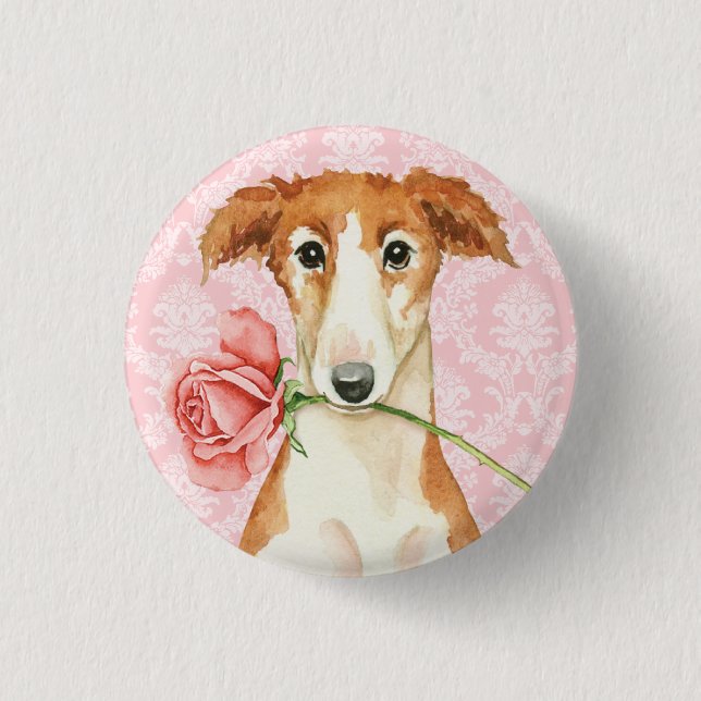 Bóton Redondo 2.54cm Namorados Rosa de Borzoi (Frente)