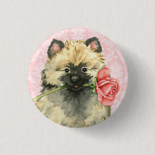 Bóton Redondo 2.54cm Namorados Rosa Keeshond