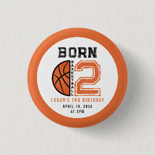 Bóton Redondo 2.54cm Nascer 2 - Festa de segundo aniversário de basquet
