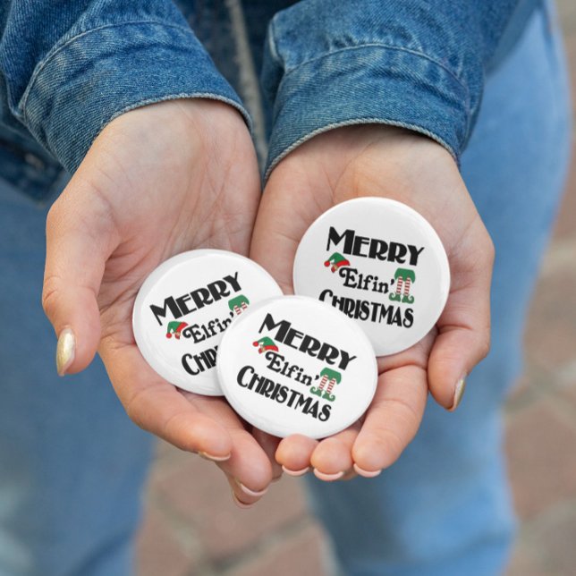 Bóton Redondo 2.54cm Natal da feliz Elfin (Criador carregado)