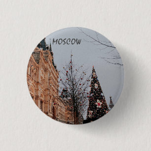 Bóton Redondo 2.54cm Natal em Moscou
