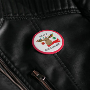 Bóton Redondo 2.54cm Natal engraçado alegre de Christmoose