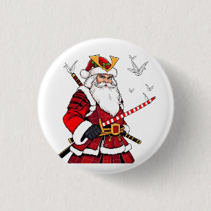 Bóton Redondo 2.54cm Natal Papai Noel Samurai Arte Japonesa