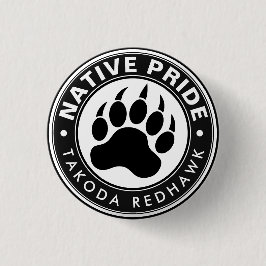 Bóton Redondo 2.54cm Native American Bear Paw Logo Personalized Name