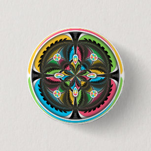 Bóton Redondo 2.54cm Nativo Americano Mandala Colorida Abstrato art