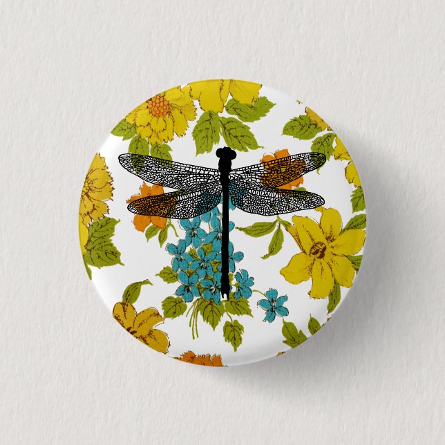Bóton Redondo 2.54cm natureza de insetos do Inseto de libélula (Frente)