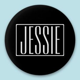 Bóton Redondo 2.54cm Negrito e Moderno Seu Nome ou Palavra | Branco A P