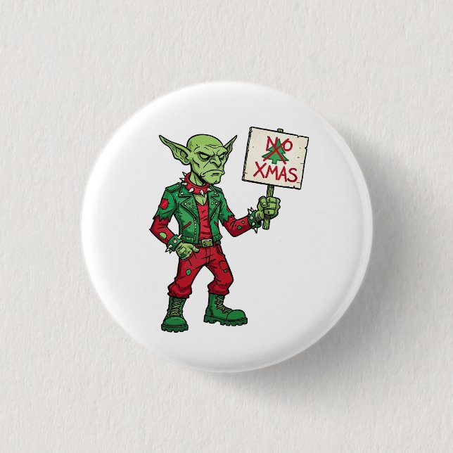 Bóton Redondo 2.54cm Nenhum Natal – Estilo Alien Rebelde (Frente)