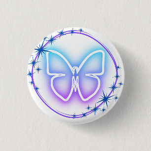 Bóton Redondo 2.54cm Neon Butterfly