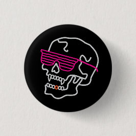 Bóton Redondo 2.54cm Neon Skull