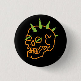 Bóton Redondo 2.54cm Neon Skull
