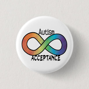 Bóton Redondo 2.54cm Neurodiversity Autismo Aceitação Arco-Íris Bot