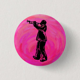 Bóton Redondo 2.54cm New York Boogie Nights Trumpet rosa quente