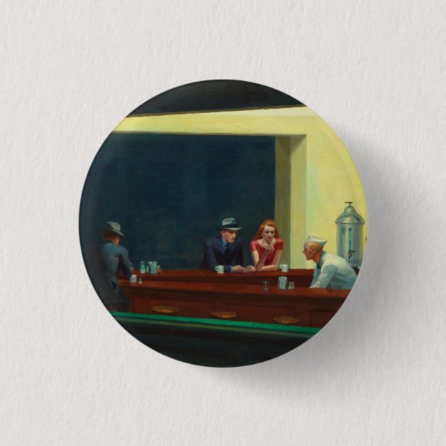 Bóton Redondo 2.54cm Nighthawks pintura de Edward Hopper  (Frente)