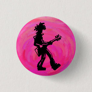 Bóton Redondo 2.54cm Noite de New York Boogie Guitar Rosa Quente